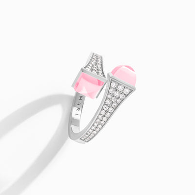 Cleo Diamond Midi Ring Marli New York White Pink Quartzite 5