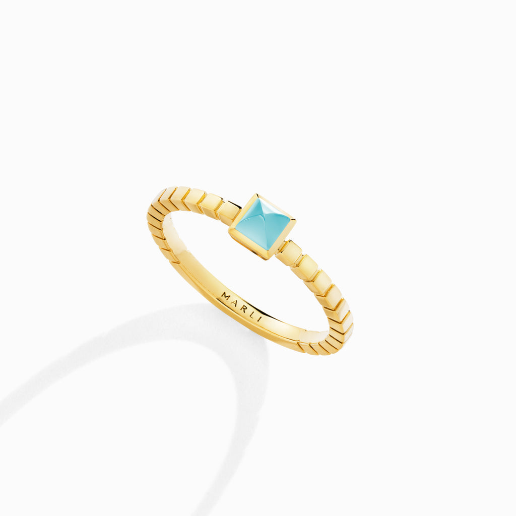 Cleo Lotus Ring Marli New York Yellow Sea Blue Chalcedony 4.5