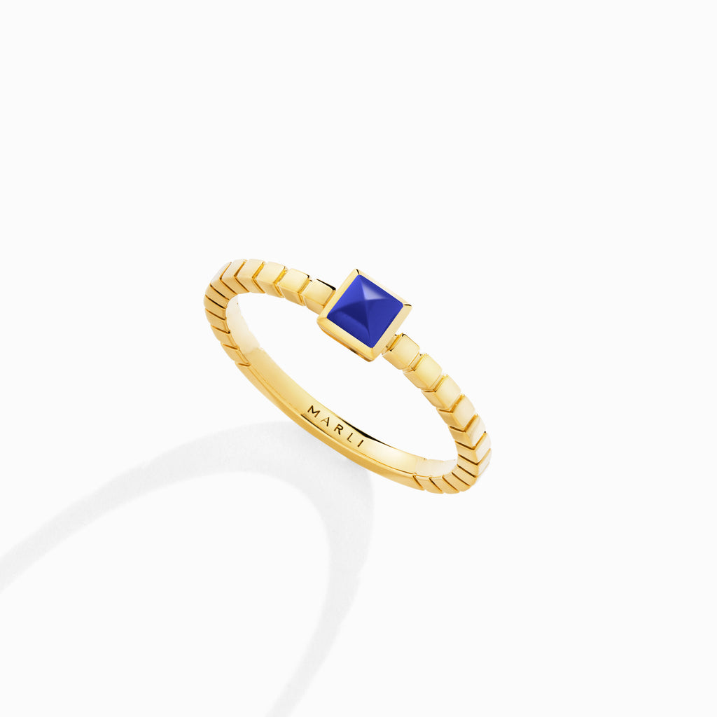 Cleo Lotus Ring Marli New York Yellow Lapis Lazuli 4.5