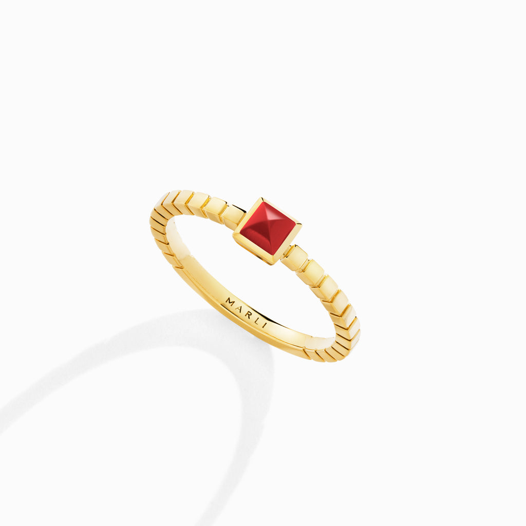 Cleo Lotus Ring Marli New York Yellow Red Coral 4.5