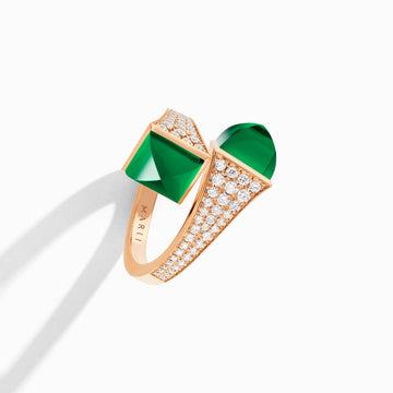 Cleo Diamond Ring Marli New York Rose Green Agate 5