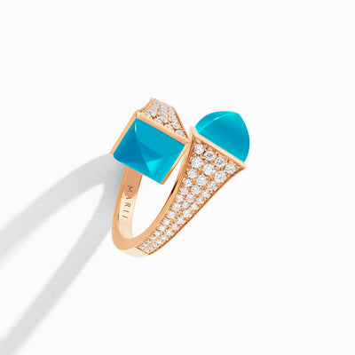 Cleo Diamond Ring Marli New York Rose Turquoise 5