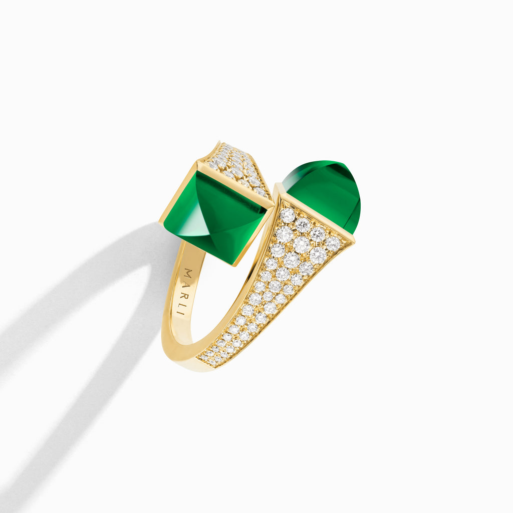 Cleo Diamond Ring Marli New York Yellow Green Agate 5