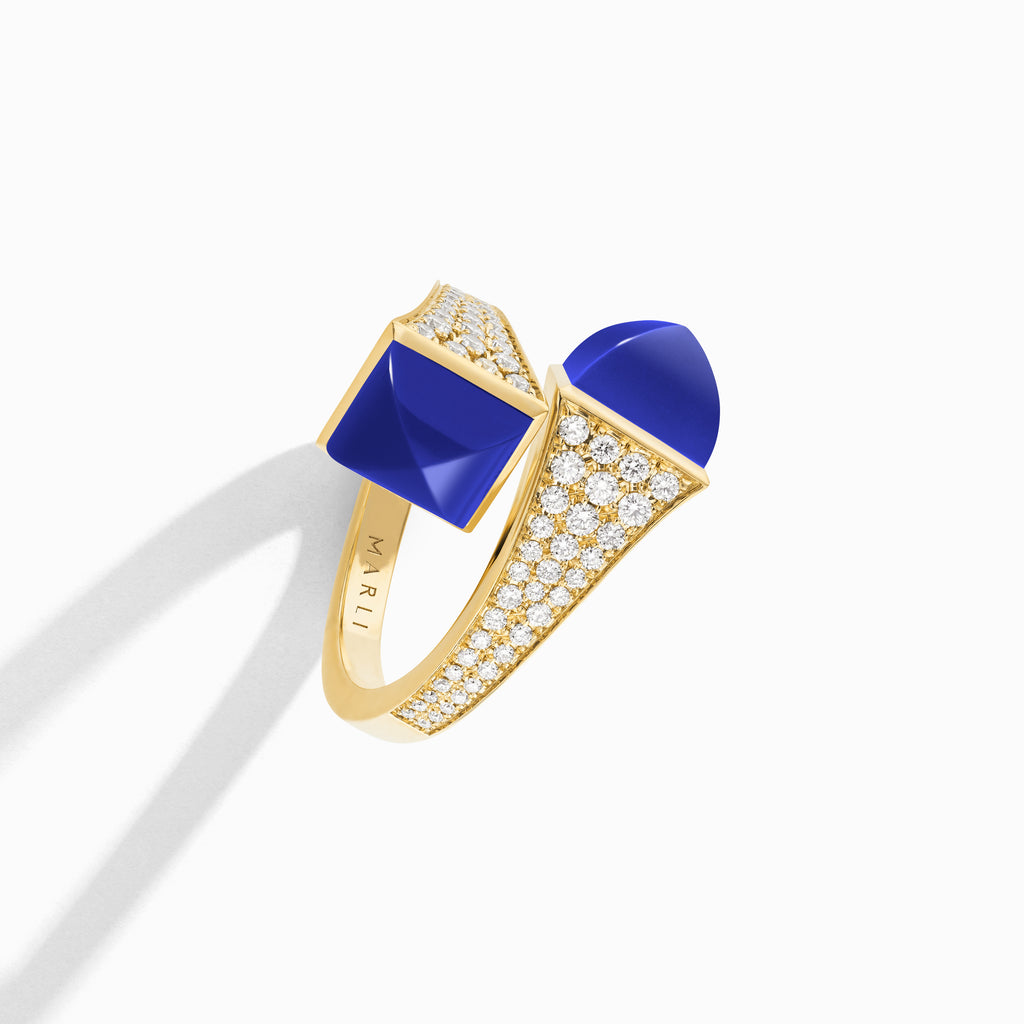 Cleo Diamond Ring Marli New York Yellow Lapis Lazuli 5