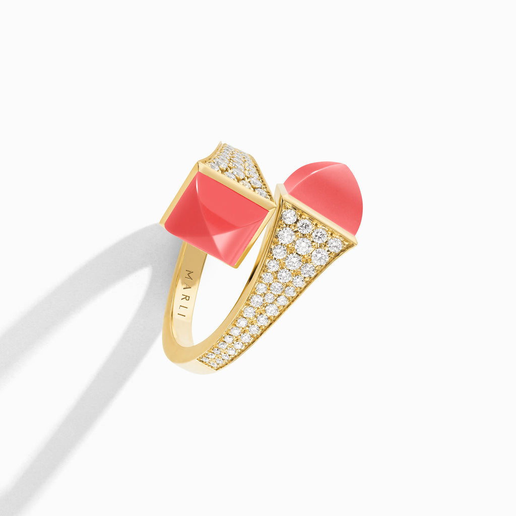 Cleo Diamond Ring Marli New York Yellow Pink Coral 5