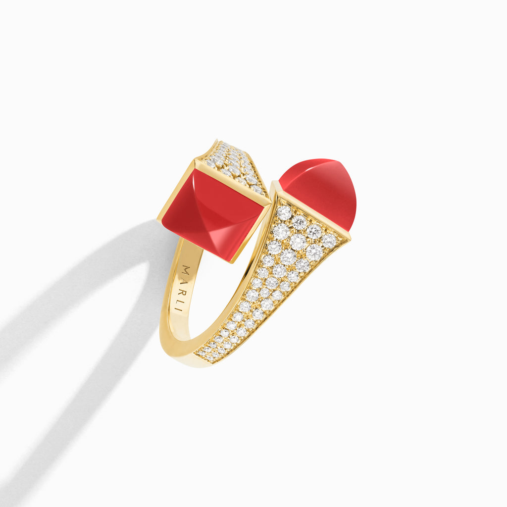 Cleo Diamond Ring Marli New York Yellow Red Coral 5