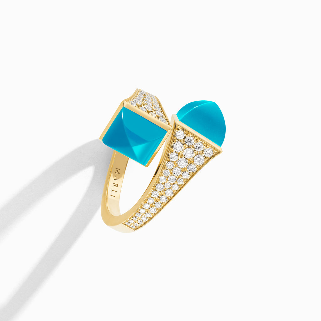 Cleo Diamond Ring Marli New York Yellow Turquoise 5