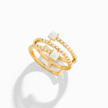 Cleo Lotus Twist Ring Marli New York Yellow White Agate 4