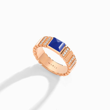 Cleo 2 Link Diamond Ring Marli New York Rose Lapis Lazuli 4.5
