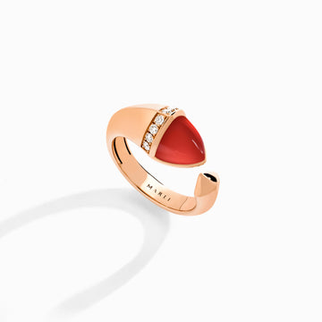 Cleo Venus Gold Midi Ring Marli New York Rose Red Agate 4.5