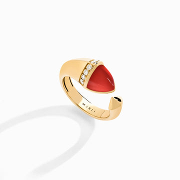 Cleo Venus Gold Midi Ring Marli New York Yellow Red Agate 4.5