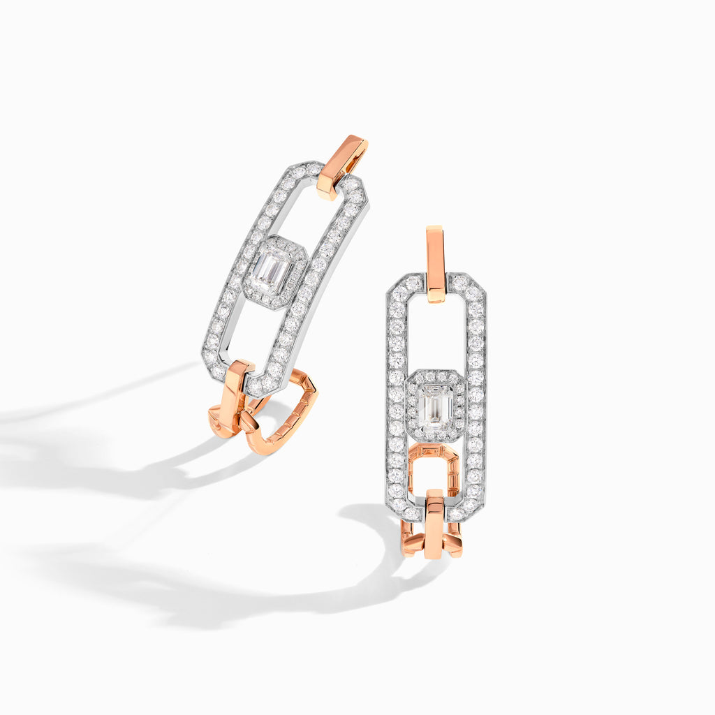 Empire Two-Tone Diamond Statement Open Link Earrings Marli New York White/Rose Diamond 