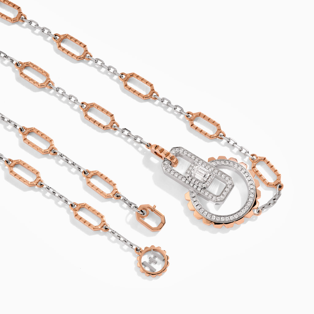 Empire Two-Tone Diamond Collar Necklace  in White / Rose gold