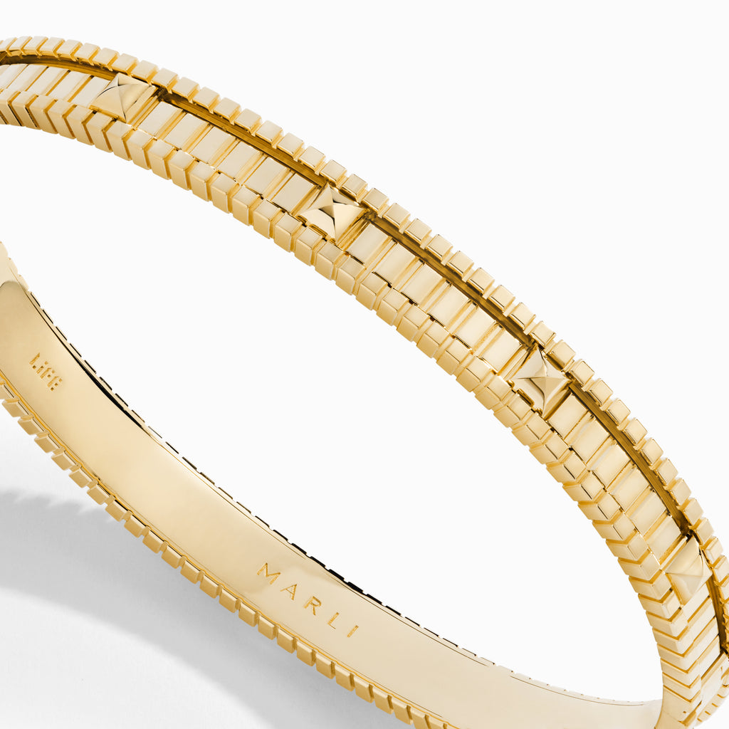 LIFE Gold Hinged Bangle Marli New York   