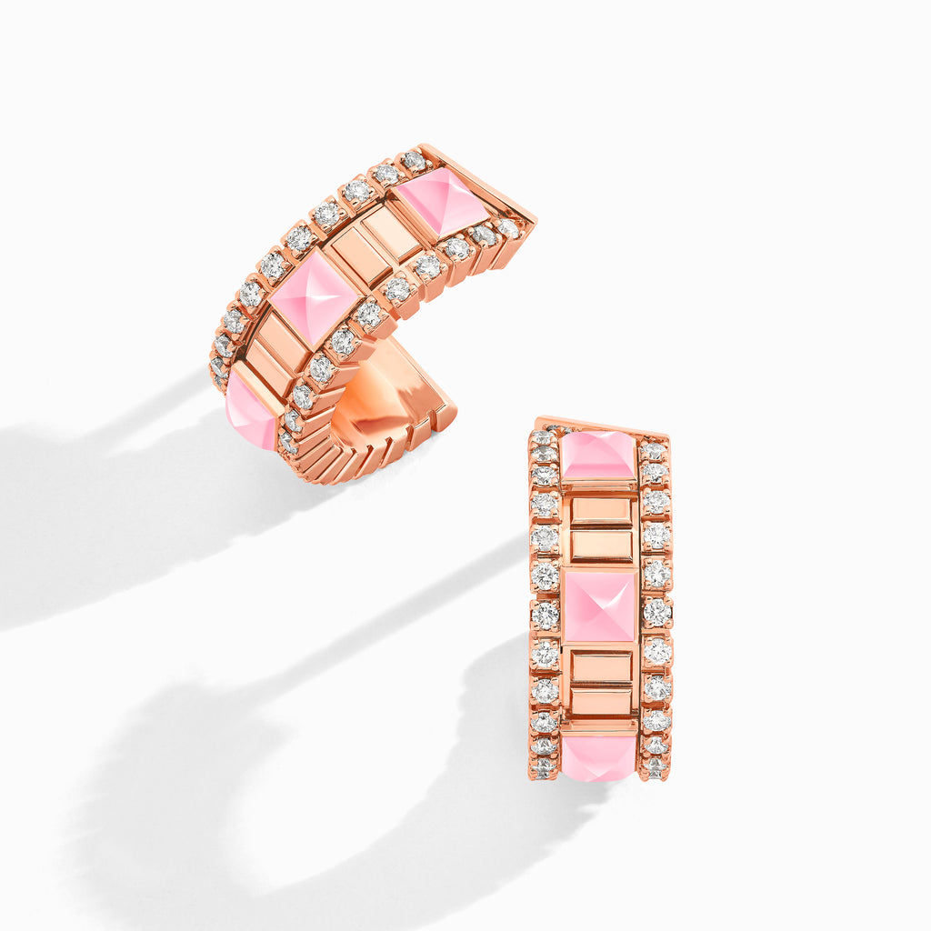 LIFE Diamond Mini Hoop Earrings Marli New York Rose Pink Quartzite 