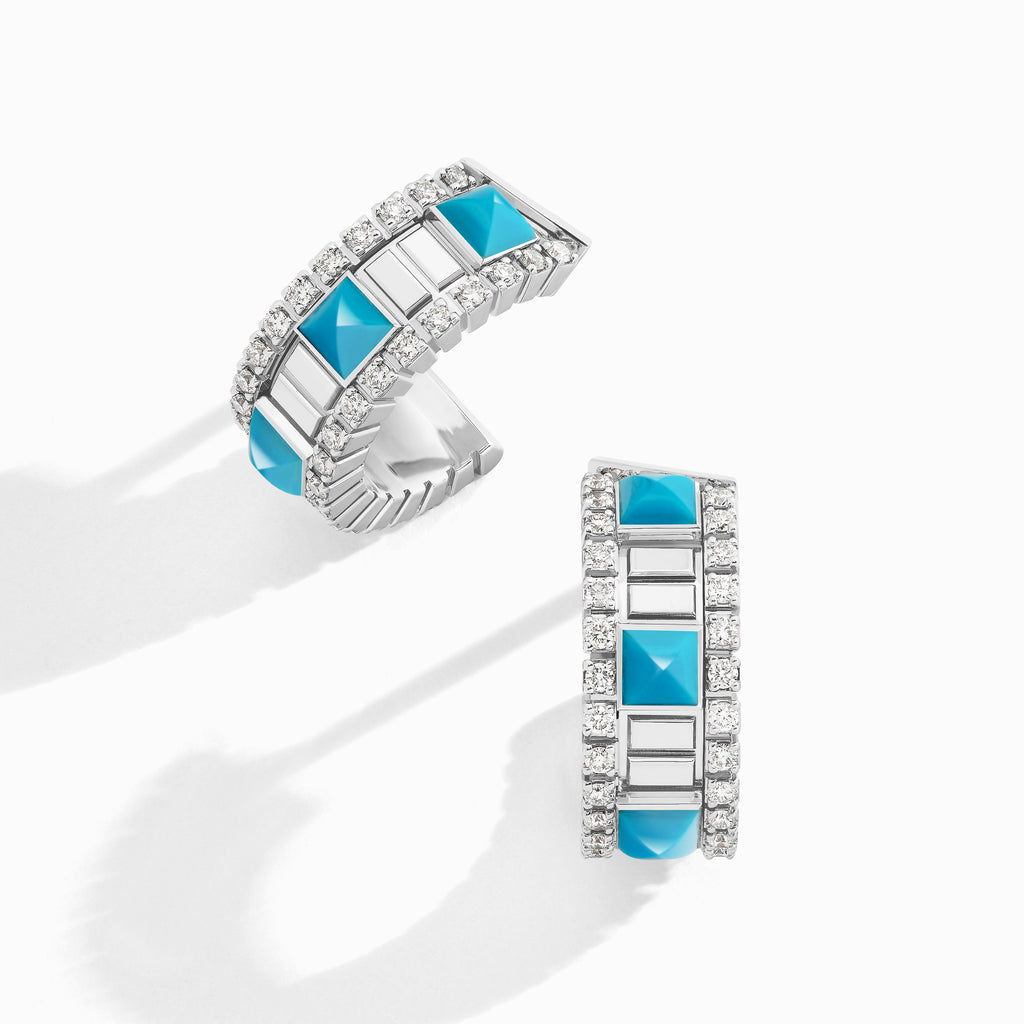 LIFE Diamond Mini Hoop Earring Marli New York White Turquoise 