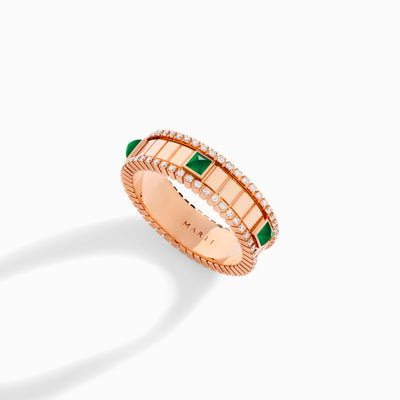 LIFE Diamond Spinning Ring Marli New York Rose Green Agate 5.5