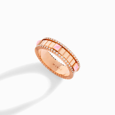 LIFE Diamond Spinning Ring Marli New York Rose Pink Quartzite 5.5
