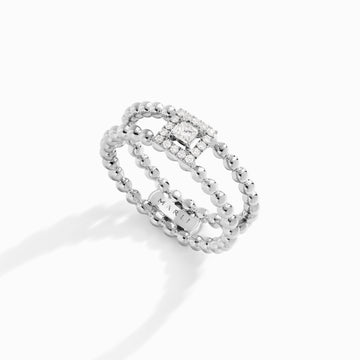 Rock Square Dual Ring Marli New York White Diamond 4.5