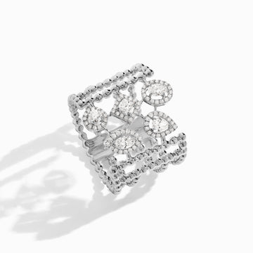 Rock Multi-Strand Ring Marli New York White Diamond 4.5