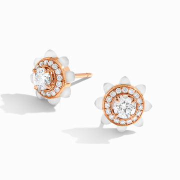 Tip-Top Diamond Stud Earrings Marli New York Rose White Agate 