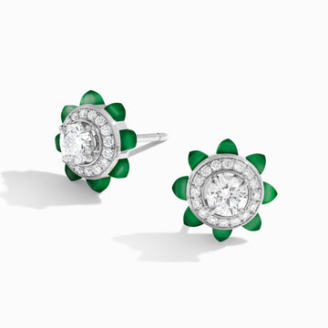 Tip-Top Diamond Stud Earrings Marli New York White Green Agate 