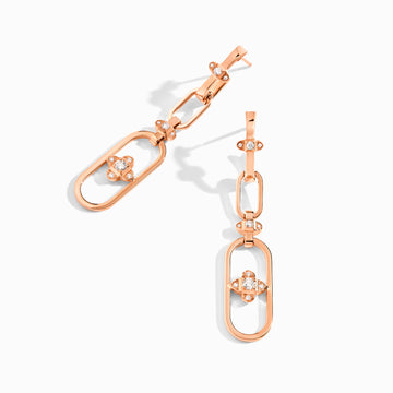Tip-Top Link Gold Double Drop Earrings Marli New York Rose Diamond 