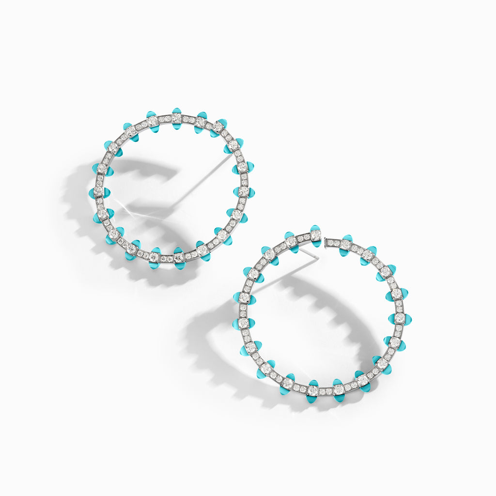 Tip-Top Diamond Halo Earrings Marli New York White Sea Blue Chalcedony 
