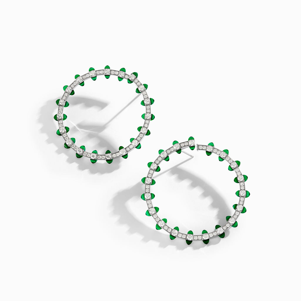 Tip-Top Diamond Halo Earrings Marli New York White Green Agate 