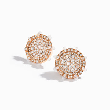 Tip-Top Diamond Statement Stud Earrings Marli New York Rose White Agate 