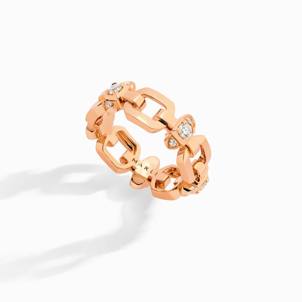 Tip-Top Link Gold Ring Marli New York Rose Diamond 4.5