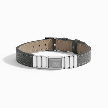 UNII Titanium Leather Strap Bracelet Marli New York Titanium Hematite S