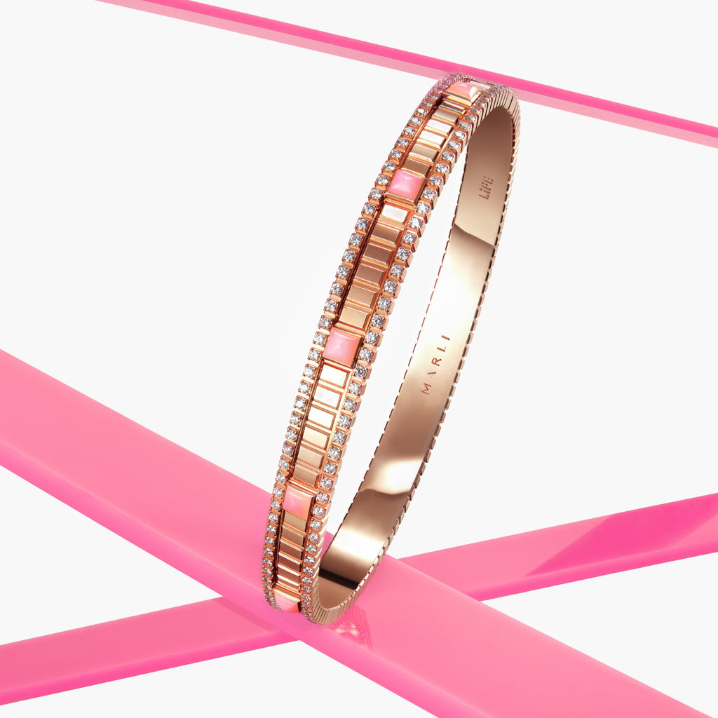 Life Diamond Hunged Braclet in Pink